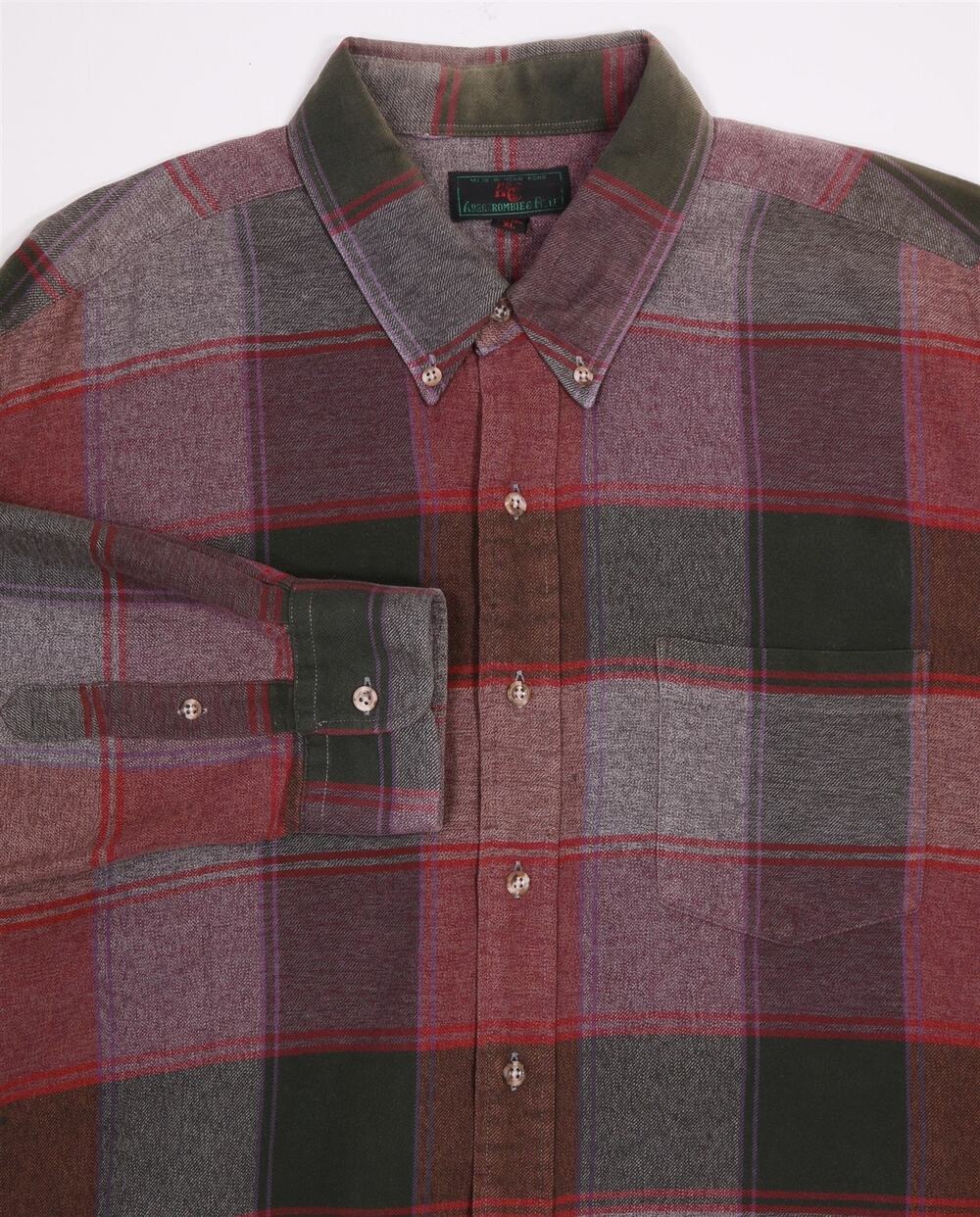 Abercrombie & Fitch Vintage 80s Gray Red Green Check Flannel Button-Up Shirt XL